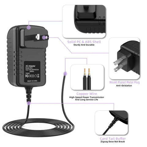 AC DC Adapter For Craftsman 73904 Cordless Rechargeable Work Light With 35 LED Replacement Power Supply 6V 1A Output 5.5mm x 2.5mm Blue Tip Wall Charger Cable Easy Plug In Durable And Reliable, black wall plug and cord