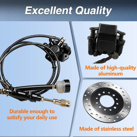 Beefy Hydraulic Rear Disc Brake Caliper Kit With Stainless Steel Rotor And Replacement Pads for Dirt Bikes Quads ATVs shown