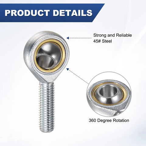 2 Pack POSA10 Rod End Bearing M10x1.5 Right Thread Self Lubricating Steel Joint With Jam Nuts for Forging Machines CNC Equipment Automation Steering Linkages and Heavy Machinery, 45# steel