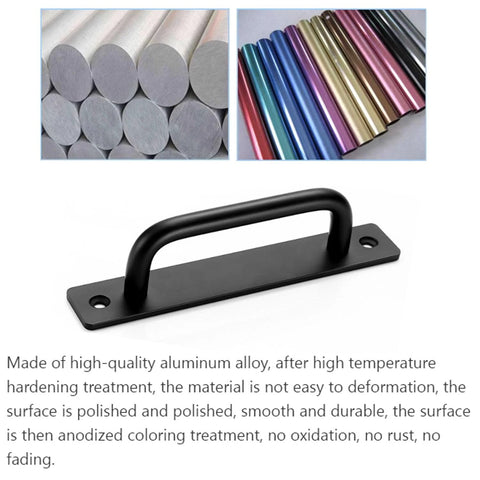 Black 4 Piece Barn Drawer Pulls Set with Flat Head Long Base Design for Drawers Doors and Cabinets Durable Aluminum Alloy Construction