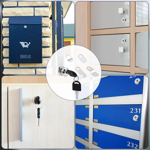 5/8 Inch Alloy Cam Locks With Keys Keyed Alike For Mailbox, Toolbox, Pickup Truck And RV Compartments Two Pack Kit shown installed