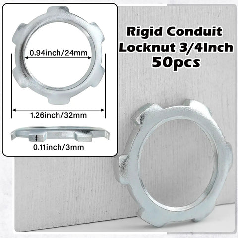 Bulk 50 Pack Galvanized Steel Rigid Conduit Lock Nuts For IMC And Electrical Conduit Fittings Three Quarters Inch Sealing Nut