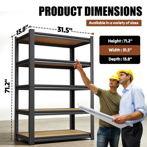 71.2 Inch Tall Wood And Metal Garage Shelving Unit Built Tough With Adjustable Shelves Heavy Duty Industrial Utility Rack For Workshop Garage Or Kitchen 71.2 Inch Tall By 31.5 Inch Wide By 13.8 Inch Deep. dimensions shown