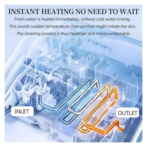 Close-up of Top Shelf Smart Toilet Seat Kickin Instant Warmth With Seamless Auto Flip Cover showing inlet and outlet heating system.