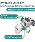 Heavy Duty 50 Pack Dual Outlet Compression Stop Valve Half Inch Fip X 3 8 Od To 3 8 Od 1 4 Turn Angle Shut Off Handle Water Supply Valve For Bidet Sink Washer Super Easy Hookup inlet and outlet sizes illustration.