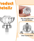 Six Pack Crystal Cabinet Knobs With Flower Glass Handles 1.4 Inch Diameter Clear Crystal With Brushed Gold Bases details