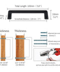 Detailed diagram of Twenty Five Pack Five Inch Dope Matte Black Cabinet Pulls for Bedroom and Bathroom Cabinet Doors and Dressers Zinc Alloy Hardware