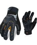 Heavy Duty Synthetic Leather Work Gloves With Impact Protection And Vibration Reduction Rigger Style For Construction DIY And Motorcycling Grip For Days Touchscreen Compatible Size Large Black, back and palm view