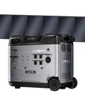 Hassle Free Portable Power Station With 500 Watt Solar Kit And Smart App Control visible with solar panels above, designed for off grid use.