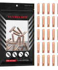 Super Hot MIG Welding Contact Tips 11-30 Size For.030 Wire, Premium 25 Pack in a black bag with copper tips visible.