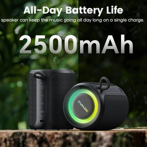 Rugged Waterproof Bluetooth Speaker With Lights, 15W Loud Stereo Sound, IP67 Dustproof Build, 2500mAh Battery For All Day Play