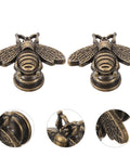 Set Of 10 Vintage Gold Bee Shaped Cabinet Knobs Made From Zinc Alloy Hardware For Cabinets And Dressers, close-up of bronze finish.