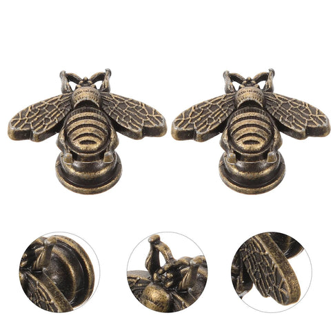 Set Of 10 Vintage Gold Bee Shaped Cabinet Knobs Made From Zinc Alloy Hardware For Cabinets And Dressers, close-up of bronze finish.