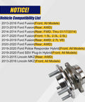 Ford Fusion Front And Rear Wheel Hub Bearing Assembly With ABS compatibility list