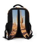 Back of Western Cactus Print Unisex Backpack With Large Capacity Durable Polyester For Daily Use showing cactus graphic and straps.