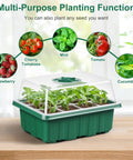 10 Pack Seed Starter Tray Kit With 120 Cells And Adjustable Humidity Dome For Fast Germination Indoors Garden Seed Starting Trays Mini Greenhouse Germination Kit For Home Gardeners Growing Healthy Seedlings with various plants