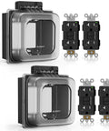 Heavy Duty Outdoor GFCI Outlets 20 Amp With Badass Weatherproof In Use Covers And Self Testing Safety Tech For Patios And Decks Rock Solid Tamper Resistant Build UL Listed Black Receptacles.