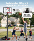 Portable Outdoor Basketball Hoop With 3-10Ft Adjustable Height, 40 Inch Shatterproof Backboard, Fillable Base in driveway use
