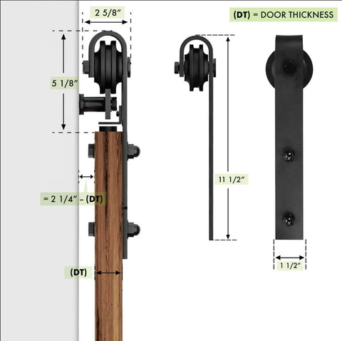 Modern Double Barn Door Kit With 13 Foot Track Rail Heavy Duty Solid Panel Interior Doors 84 By 96 Inches Includes stainless rail hanger details