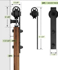 Close-up of sliding hardware from Modern Double Barn Door Set With 4 Lite Panels And 13 Ft Silver Rail Track