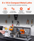 VEVOR Benchtop Metal Lathe Machine 7.87 X 13.78 Inches Precision Power Mill Tool With 600W Brush Motor And Variable Speed Control for precise machining.