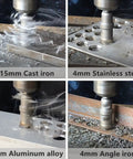 10 Piece Hole Saw Set With Carbide Bits And Titanium Plated Center Drill used on cast iron, stainless steel, aluminum, angle iron