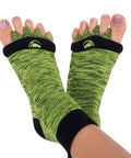 Foot Alignment Socks With Toe Separators For Men And Women, Green And Black, breathable design, all day comfort shown on feet