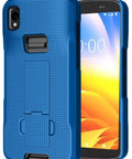 Heavy Duty Kickstand Case Paired With Swivel Belt Holster Combo For Zebra Tc22 And Tc27 Warehouse Scanners, blue rugged design.