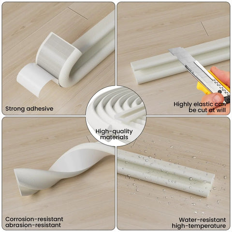 V Shaped Foam Weatherstripping Door Seal Strip 19.7 Feet White Self Adhesive Draft Stopper for Exterior Front Door sealing