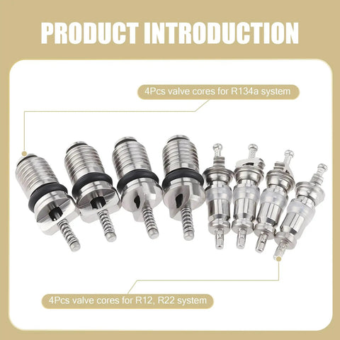 Sixteen Piece Air Conditioning Valve Core Kit With Disassembly Tool R12 And R134a Cores Valve Caps Buick Cores High Pressure Service Valve Automotive AC System Repair Set - R12 R134a cores