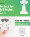 12 Pack Br30 LED Recessed Light Bulbs Dimmable Can Lights Soft White 2700K 650 Lumens E26 view of bulb in recessed can fixture