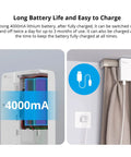 No Sweat Install Zigbee Smart Curtain Motor And Heavy Duty Electric Curtain Driver with 4000mA battery and charging details.