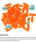 4mm Rubber End Caps 50 Pack Orange PVC Vinyl Screw Thread Protectors for Pipes Bolts Fence Posts Round Wire Shelves Furniture Feet Chair Legs Durable DIY Hardware Finish For DIYers
