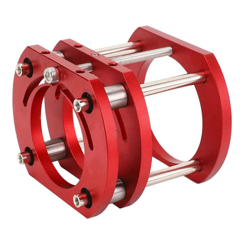 Router Lift Base For Woodworking, Durable Aluminum Alloy And Stainless Steel Build, Effortless Height Adjustment, Table Lifting System With 4 Jaw Clamps, Fits 64mm And 66mm Routers in red aluminum