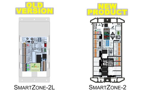 Comparison of old SmartZone-2L and new SmartZone-2 models for Two Zone Single Stage HVAC Controller Kit With Temperature Sensor.
