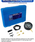 All in One Vacuum and Fuel Pump Tester Gauge Kit for Your Ride, Check Fuel Pump Pressure, Fuel Pump Vacuum, Carburetor Intake Manifold Vacuum, and Vacuum Tests With Easy to Follow Instructions in blue case