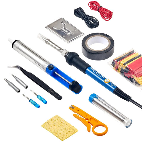 Straight Up Solid 60W Soldering Iron Kit With Quick Heat Ceramic Element And Adjustable Temp Control includes tools in a repair kit.