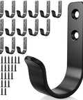 Heavy Duty Black Metal Wall Hooks 15 Pack For Hanging Coats, Bags, Towels And Robes, Screw In Mount, Wall Mounted Hooks