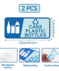 Two Pack Recycle Sign Stickers For Trash Cans, Waterproof Fade Resistant Vinyl Labels For Bottles And Cans, 7.3 By 3.3 Inches