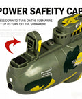 Mini RC Submarine Remote Control Boat Waterproof 6 Channel Military Style Sub Vehicle with power safety cap visible