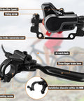 4 Piston Hydraulic Disc Brakes Set for Mountain Bike and E Bike With Front Left Hose 80cm, showing levers and mounting hardware