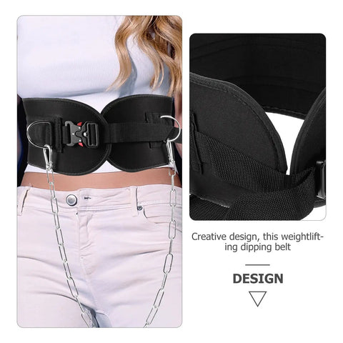 Heavy Duty Weightlifting Waist Belt With Thickened Metal Chain for max back support shown worn by person