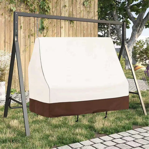 Waterproof 57 Inch Porch Swing Cover For All Weather Use Heavy Duty 600D Oxford Outdoor Swing Shield Beige on swing
