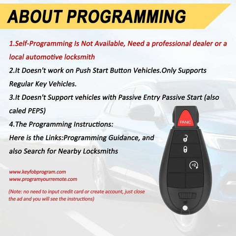 Key Fob Replacement For Dodge Ram 1500 2013 2021 And Ram 2500 3500 4500 5500 Remote Control With GQ4-53T 4 Buttons Not DIY Programmable