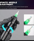 Wireless Tattoo Pen Kit With 2000mAh Cordless Battery Pro Style Practice Set showing needle depth adjustment