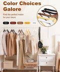 Heavy Duty Wooden Hangers 20 Pack With Non Slip Pant Bar For Closets in multiple color options, displayed in organized closet