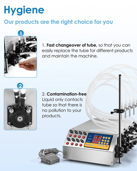 Eight Channel Peristaltic Liquid Filling Machine Delivers Dead Nuts Precision For Mini Bottles Under Five Ounces, showing tube change process.