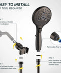 Installation guide for Shower Head With 7 Settings Handheld With On Off Pause Switch, Oil Rubbed Bronze High Pressure Shower Head