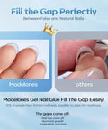 Comparison of nail gap filling using 10 In One Nail Gel Glue Base Coat Brush On Nail Polish Glue 15ml For Tips And Rhinestones Blooming Art Hema Free Gel Kit For Acrylic Tips UV Lamp Needed and other products.