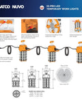 Hi Pro High Lumen LED Temporary Work Light 5000K 150W Built To Last Portable White features and specifications diagram